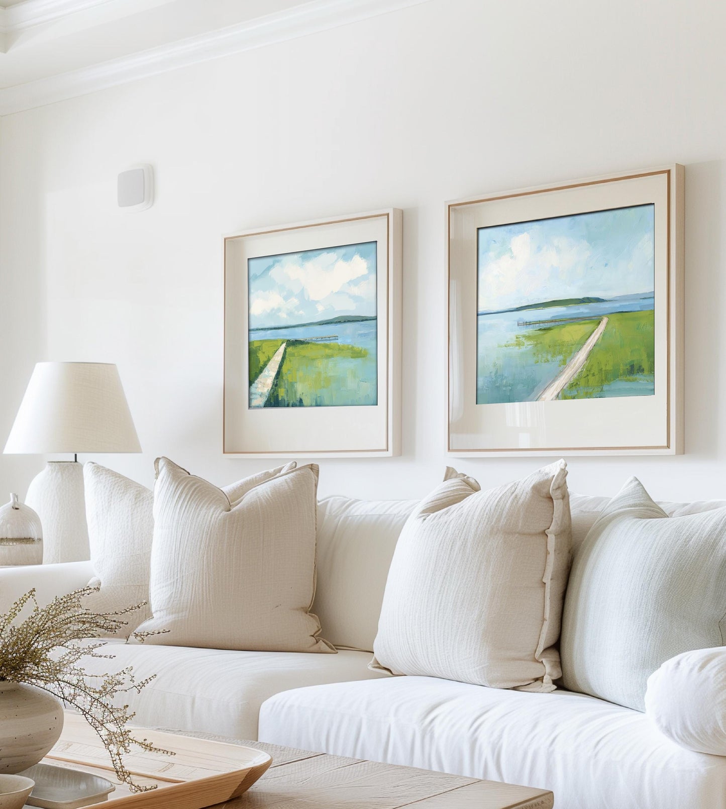 Chesapeake Bay Wall Art Print, Blue Green Marsh Landscape Painting, Modern Coastal Decor, Family Room Art