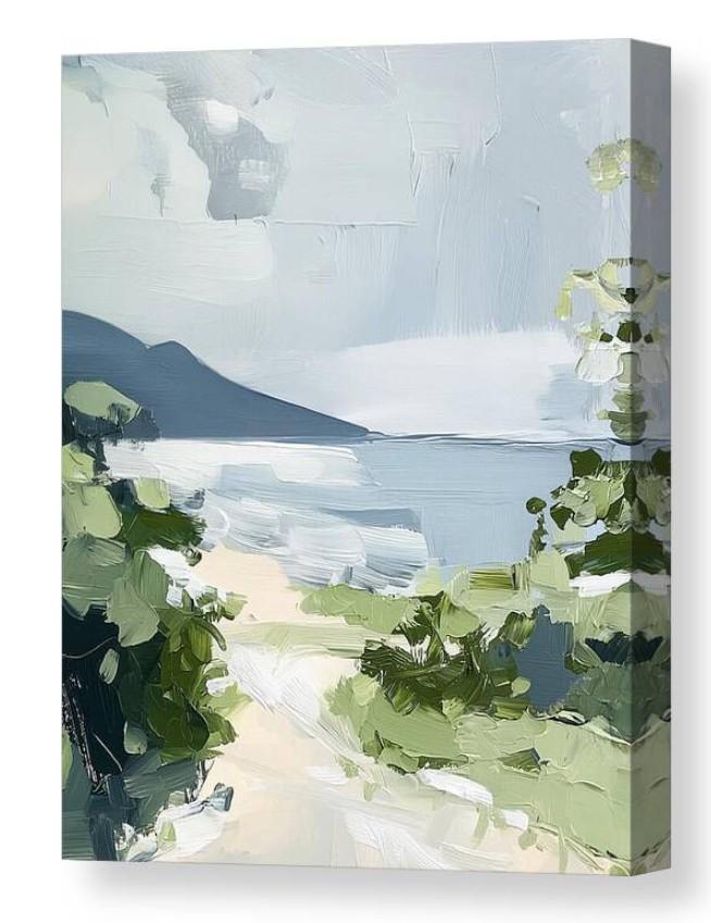 Ocean Shoreline Art Print No. 2, Beach Landscape Wall Art, Neutral Tone Coastal Painting, SallieO