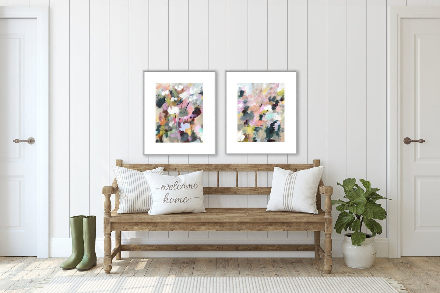 Flower Wall Art Print Set of 2 Colorful Abstract Floral Painting, Floral Wall Prints FREE Shipped to Home, Painted by Artist, The Dowry