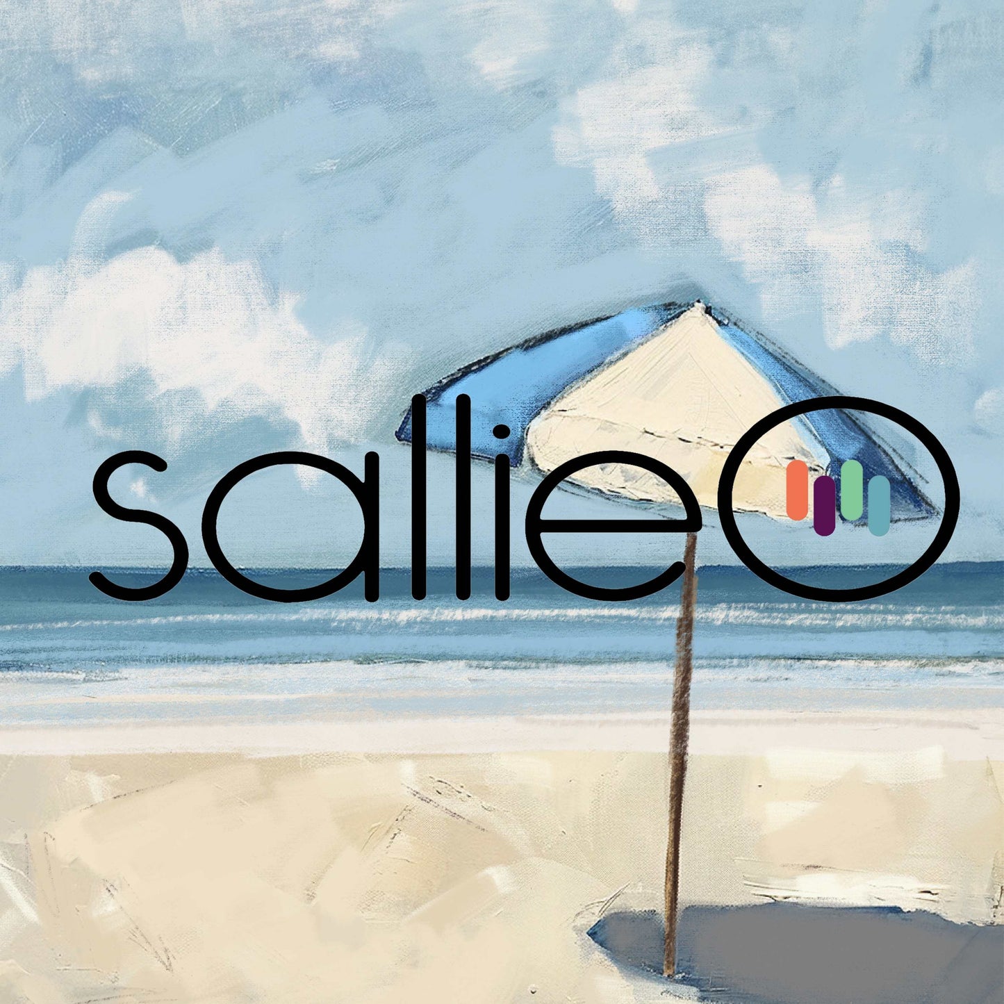 Beach Decor Wall Art, Blue Beach Umbrella Seascape, Beachy Vibe Art Prints on Paper, Modern Coastal Art, Minimal Shore Theme