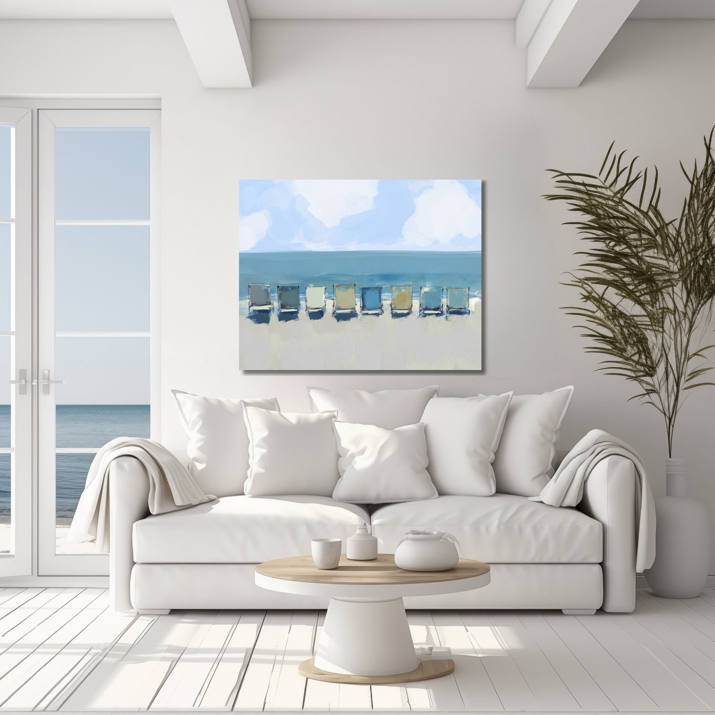 Beach Art, Chairs in the Sand Wall Art, Coastal Decor Print, Museum Quality Canvas Print, Cottage Core Beach Vibe Artwork
