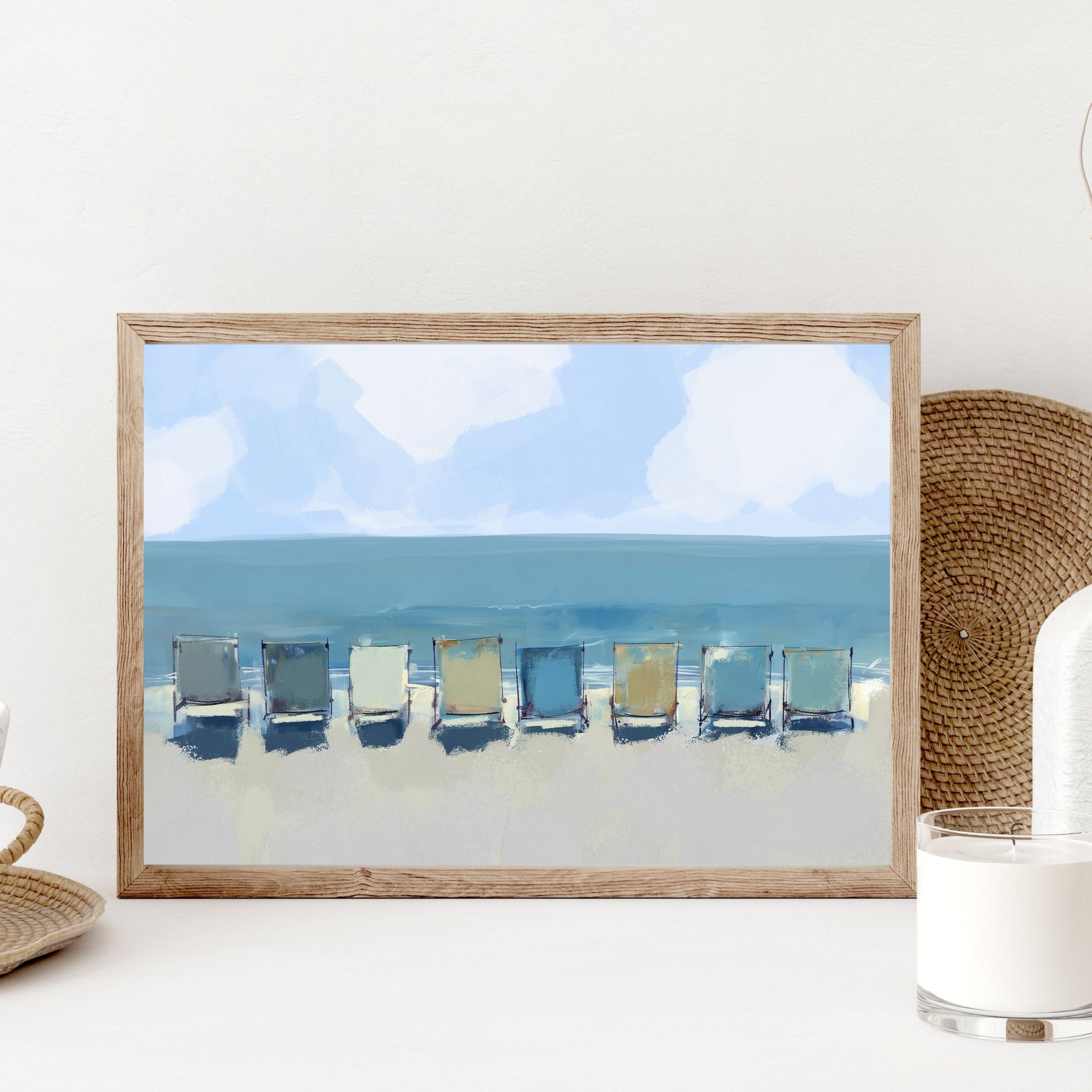 Beach Art, Chairs in the Sand Wall Art, Coastal Decor Print, Museum Quality Canvas Print, Cottage Core Beach Vibe Artwork