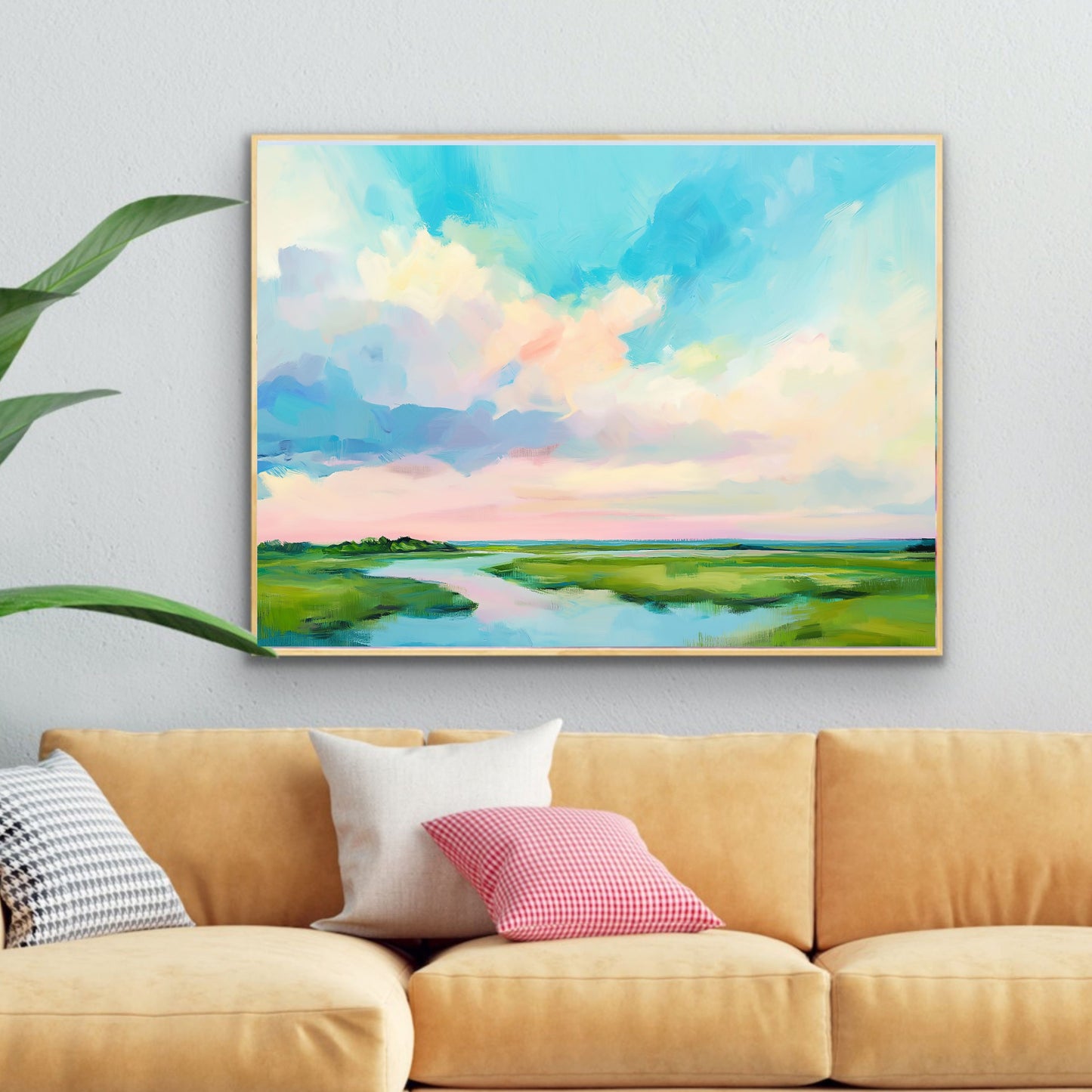Marsh Wall Art, Colorful Shoreline Landscape Painting, Modern Coastal Decor, Large Wall Art, Museum Quality Canvas Print