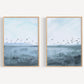 Seagull Wall Art, Coastal Decor, Set of 2, Shades of Blue Beach Art, Florida Home Decor, Museum Quality Giclee Diptych Canvas Print