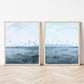 Seagull Wall Art, Coastal Decor, Set of 2, Shades of Blue Beach Art, Florida Home Decor, Museum Quality Giclee Diptych Canvas Print