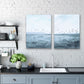 Seagull Wall Art, Coastal Decor, Set of 2, Shades of Blue Beach Art, Florida Home Decor, Museum Quality Giclee Diptych Canvas Print