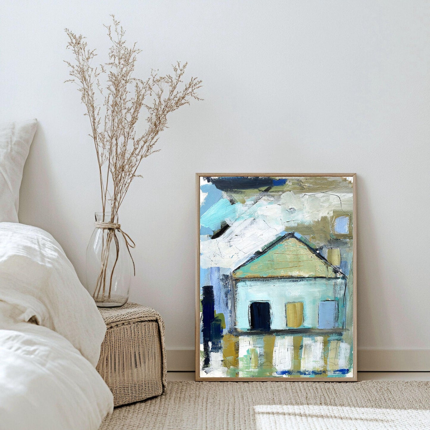 Abstract Coastal Artwork in Blue and Green Hues Wall Art Coastal Home Decor Beach Cottage Painting Gift for Coastal Art Lovers