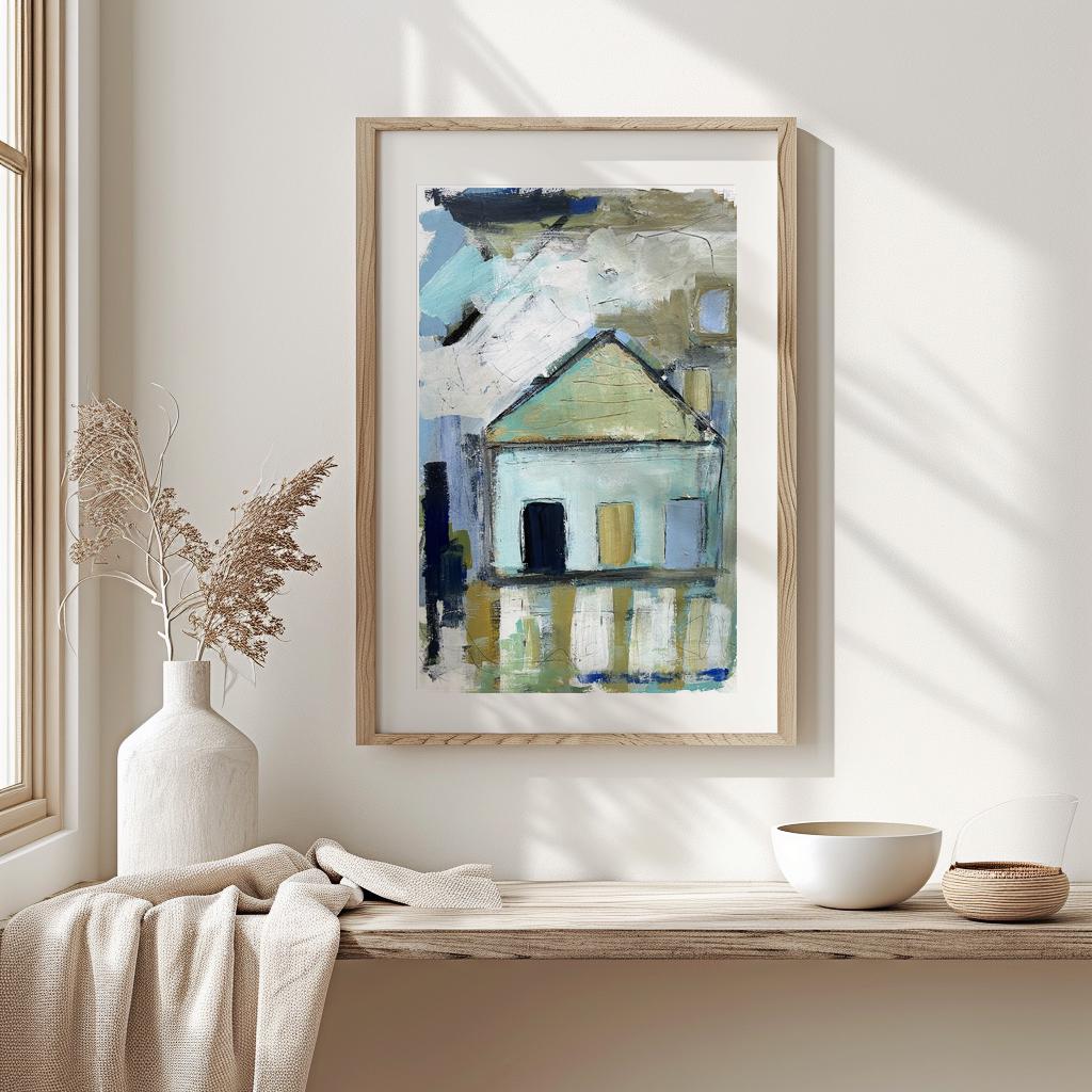 Abstract Coastal Artwork in Blue and Green Hues Wall Art Coastal Home Decor Beach Cottage Painting Gift for Coastal Art Lovers
