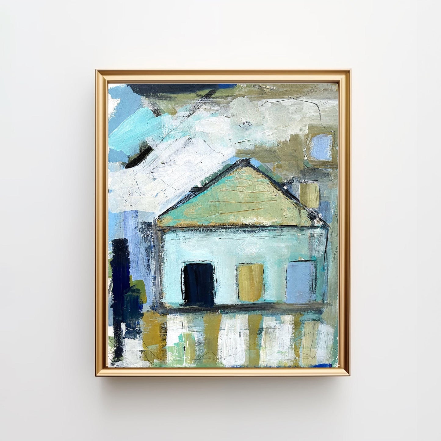 Abstract Coastal Artwork in Blue and Green Hues Wall Art Coastal Home Decor Beach Cottage Painting Gift for Coastal Art Lovers