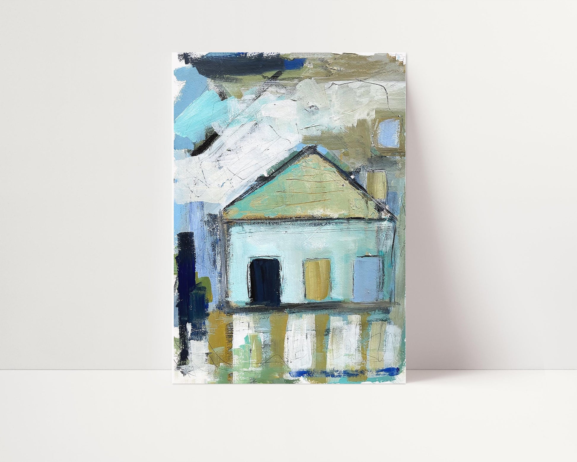 Abstract Coastal Artwork in Blue and Green Hues Wall Art Coastal Home Decor Beach Cottage Painting Gift for Coastal Art Lovers