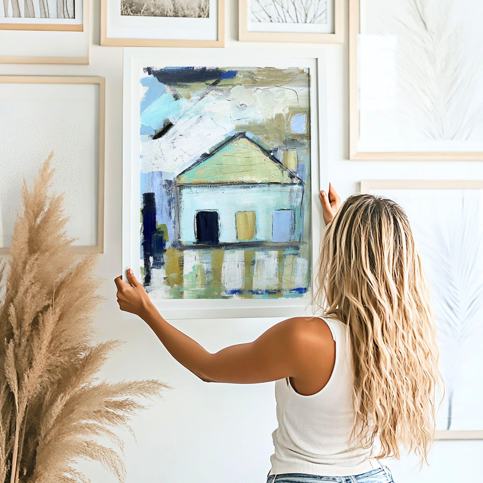 Abstract Coastal Artwork in Blue and Green Hues Wall Art Coastal Home Decor Beach Cottage Painting Gift for Coastal Art Lovers