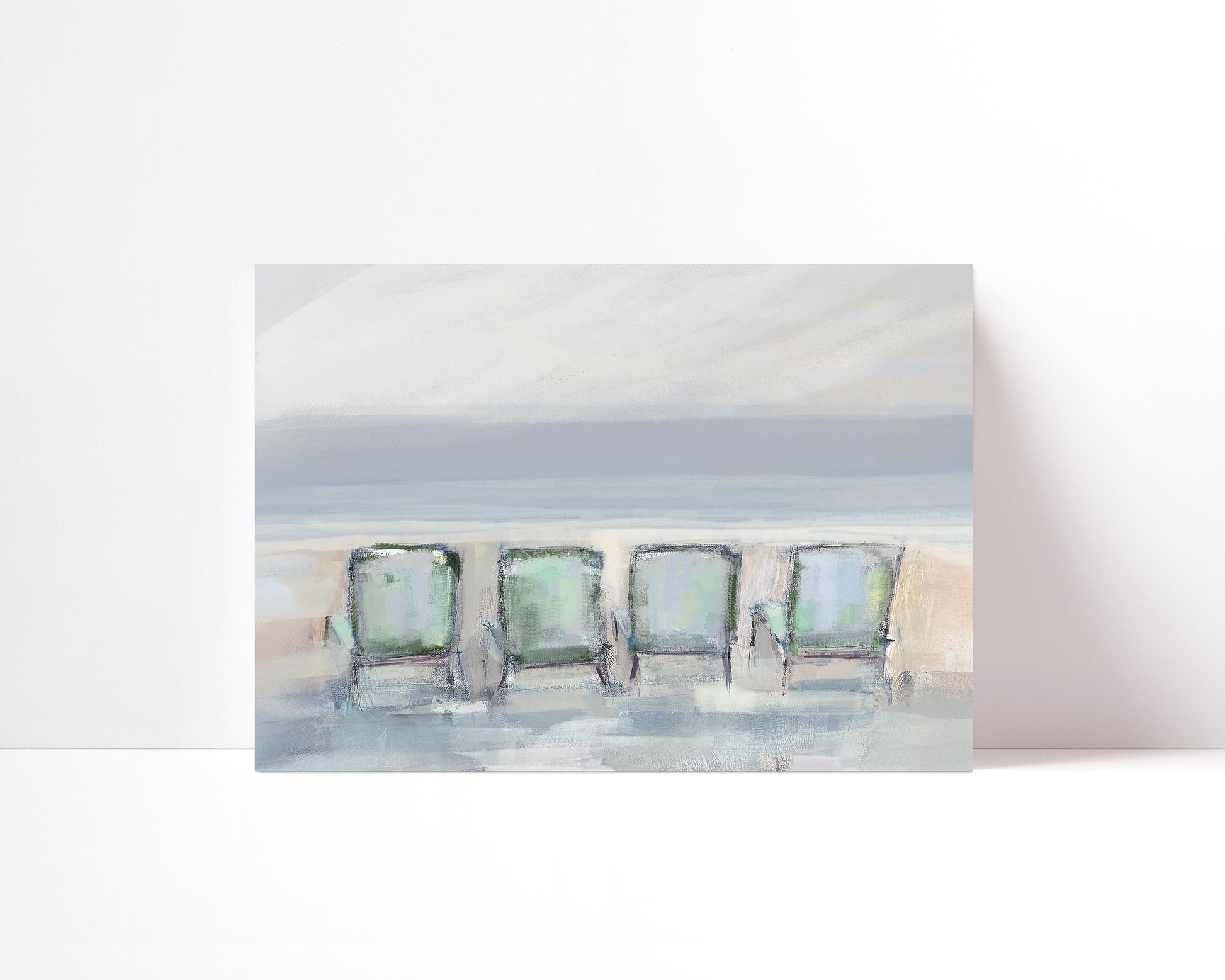 Coastal Beach Wall Art Print, Muted Tone Beach Painting, Cottage Decor, Family Room Artwork, House Warming Gift, Giglee Quality Prints