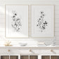Black and White Floral Wall Art Print Set - Minimalist Botanical Home Decor - Modern Monochrome Artwork - Set of 2 Prints by SallieO