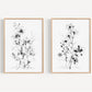 Black and White Floral Wall Art Print Set - Minimalist Botanical Home Decor - Modern Monochrome Artwork - Set of 2 Prints by SallieO