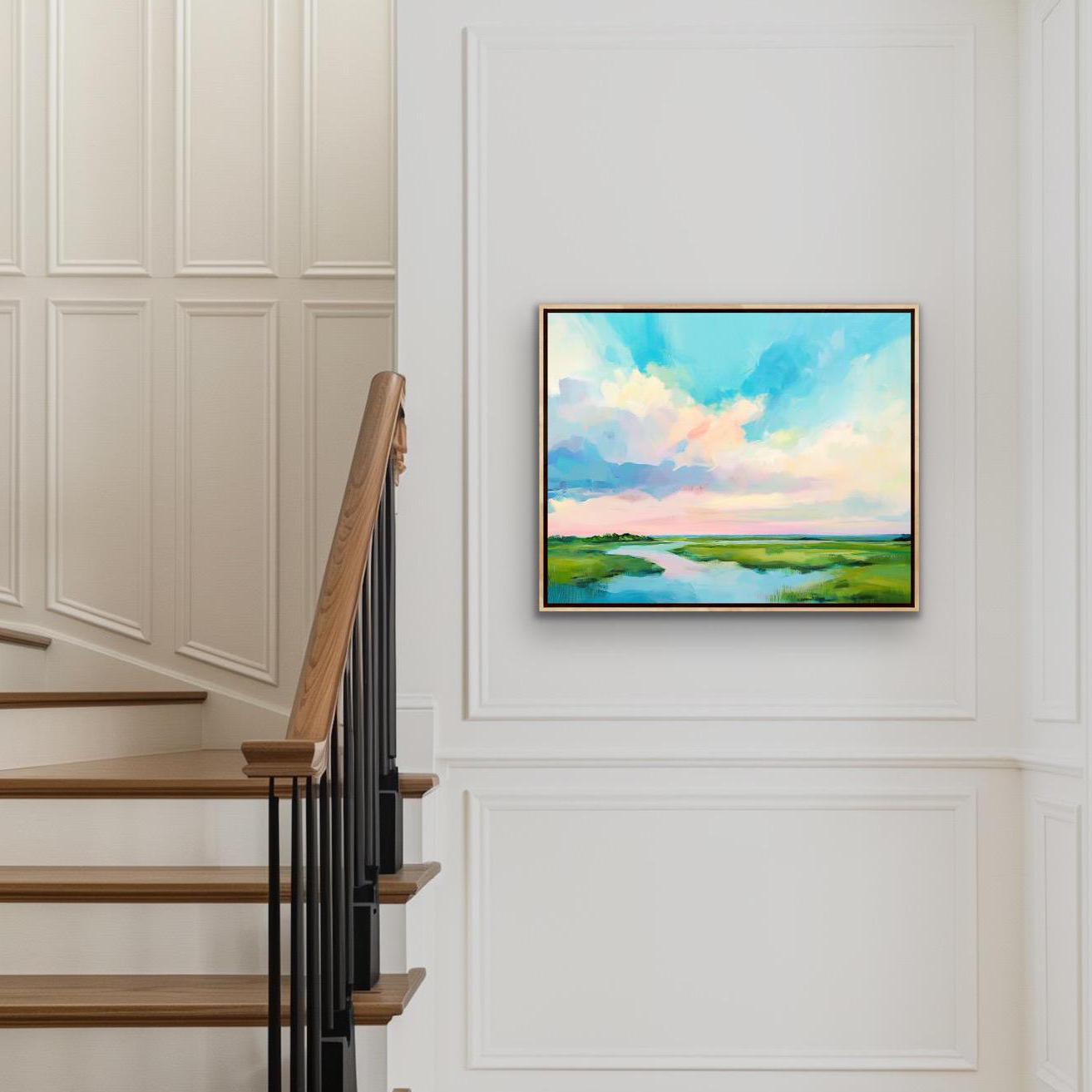 Marsh Wall Art, Colorful Shoreline Landscape Painting, Modern Coastal Decor, Large Wall Art, Museum Quality Canvas Print