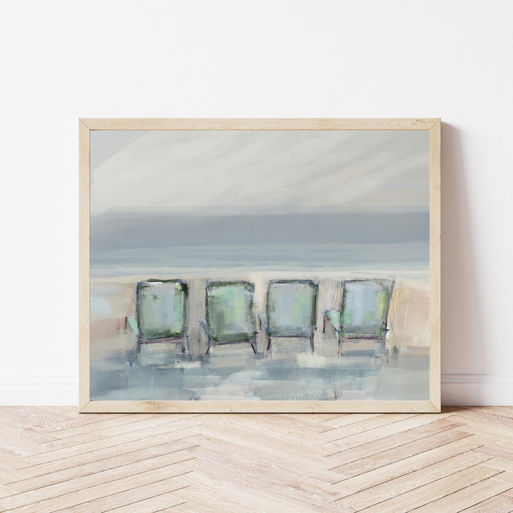 Coastal Beach Wall Art Print, Muted Tone Beach Painting, Cottage Decor, Family Room Artwork, House Warming Gift, Giglee Quality Prints