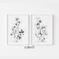 Black and White Floral Wall Art Print Set - Minimalist Botanical Home Decor - Modern Monochrome Artwork - Set of 2 Prints by SallieO