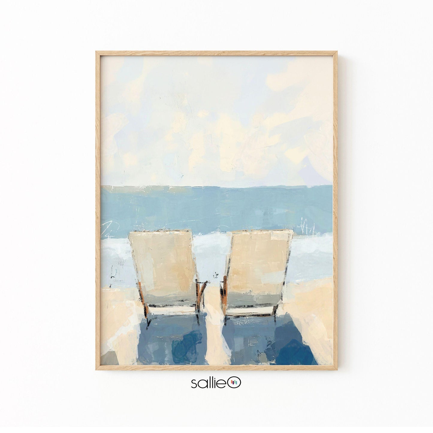 Coastal Wall Art, Soft Pastel Beach Landscape Artwork Coastal Home Decor, Relaxing Ocean Scene, Giclee Print on Paper, Wrapped Canvas Print
