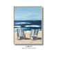 Coastal Wall Art, Nautical Decor, Ocean Painting, Blue Stripe Beach Chair Summer Print, Relaxing Beach Scene, SallieO