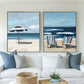 Set of Two Beach Wall Art Prints Navy Blue Modern Coastal Paintings Summer Seaside Wall Decor, SallieO Giclee Canvas Prints