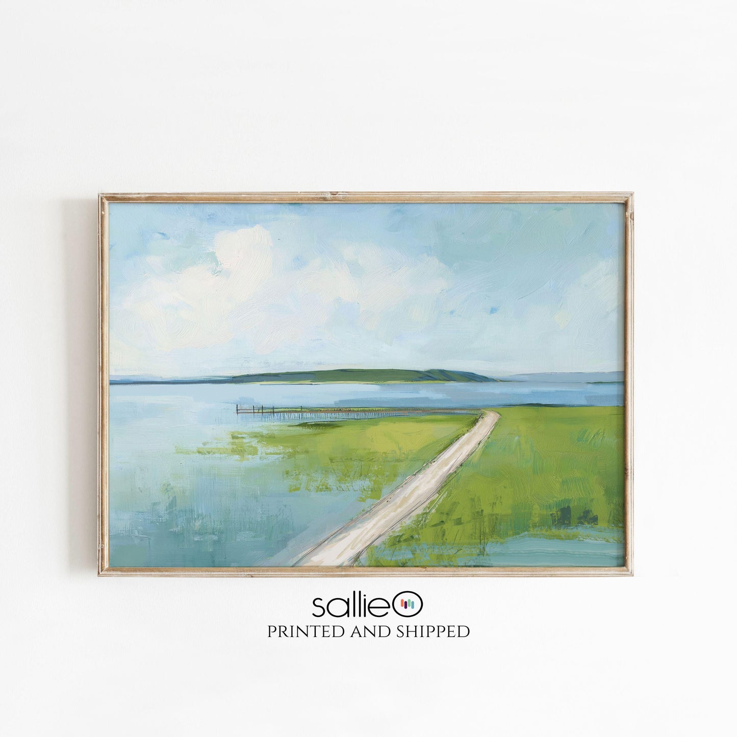 Marsh Landscape Wall Art, Blue and Green Coastal Painting, Family Room Art, Cottagecore decor, Roads of the Eastern Shore 4, SallieO