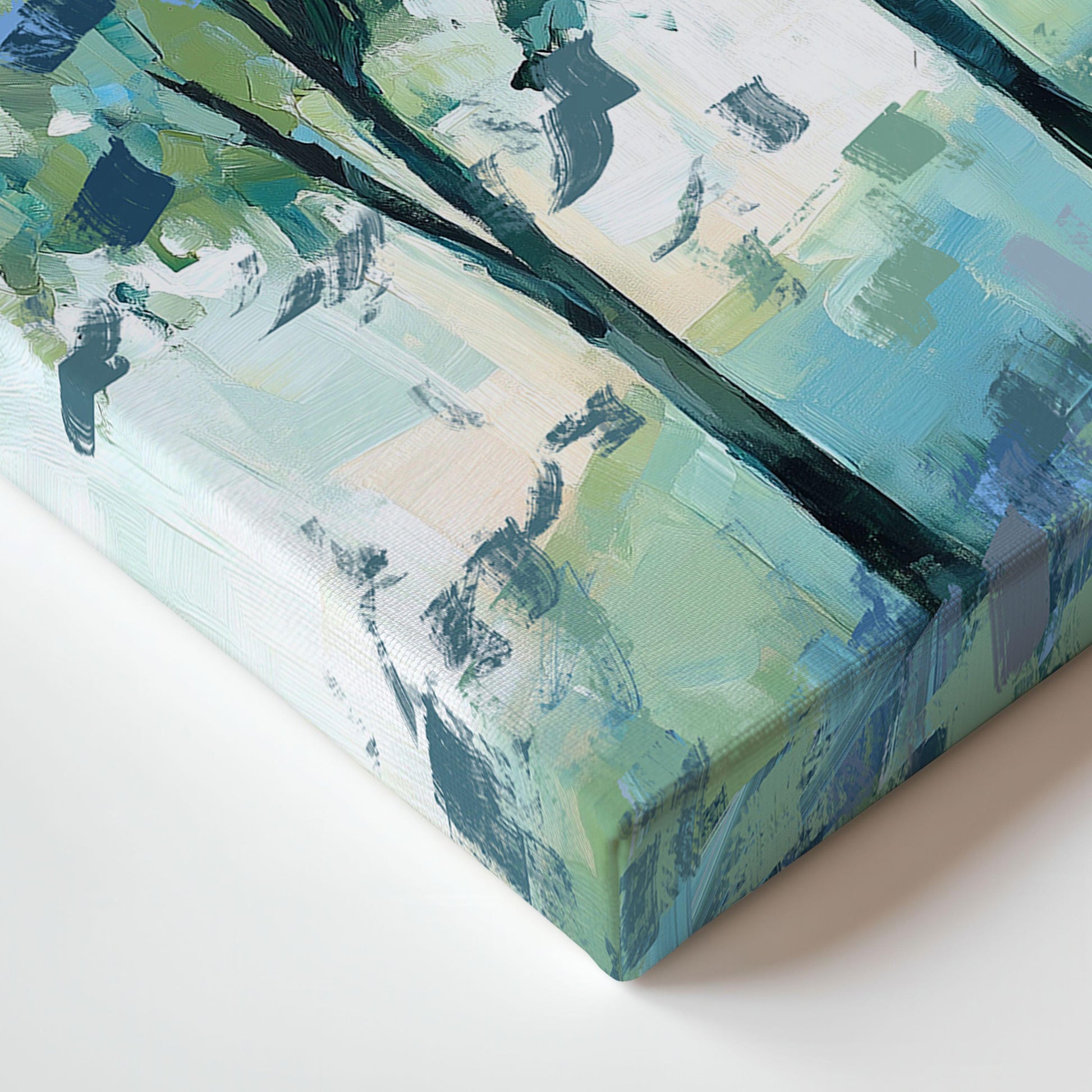 Set of 3 Blue Green Landscape Wall Art Prints, Modern Peaceful Impressionist Decor, Tree and Meadow Paintings, Blue Green Triptych SallieO