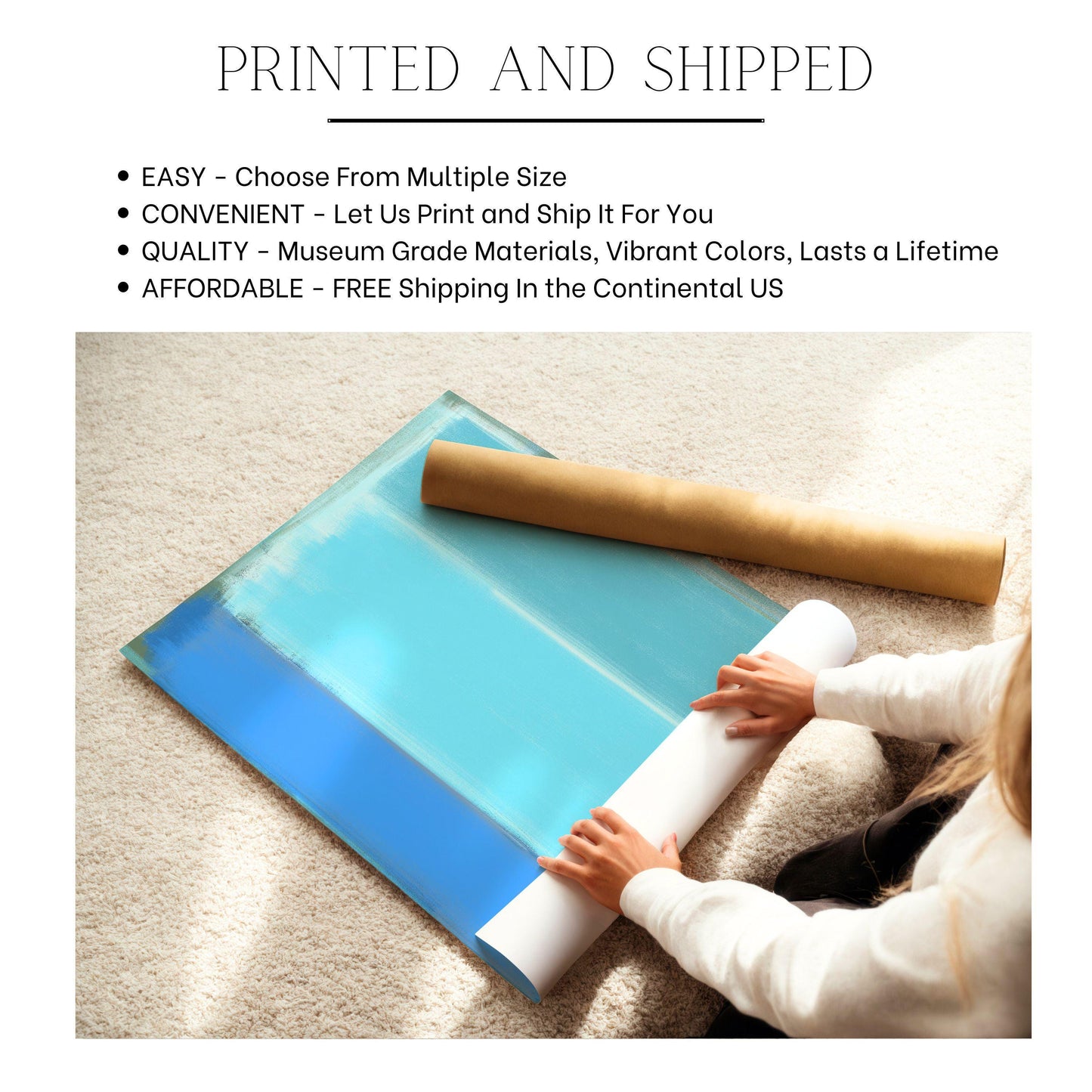Blue Abstract Wall Art Print Rothko Style Artwork Beach Style Decor Art, Modern Costal Painting Triple Blue Art by SallieO