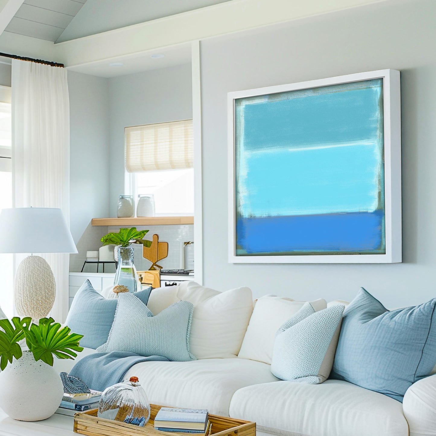 Blue Abstract Wall Art Print Rothko Style Artwork Beach Style Decor Art, Modern Costal Painting Triple Blue Art by SallieO