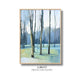 Impressionist Landscape Print, Blue and Green Trees Soft Pastel Artwork, Peaceful Nature Print, Spring Tree Wall Art, Early Trees, SallieO