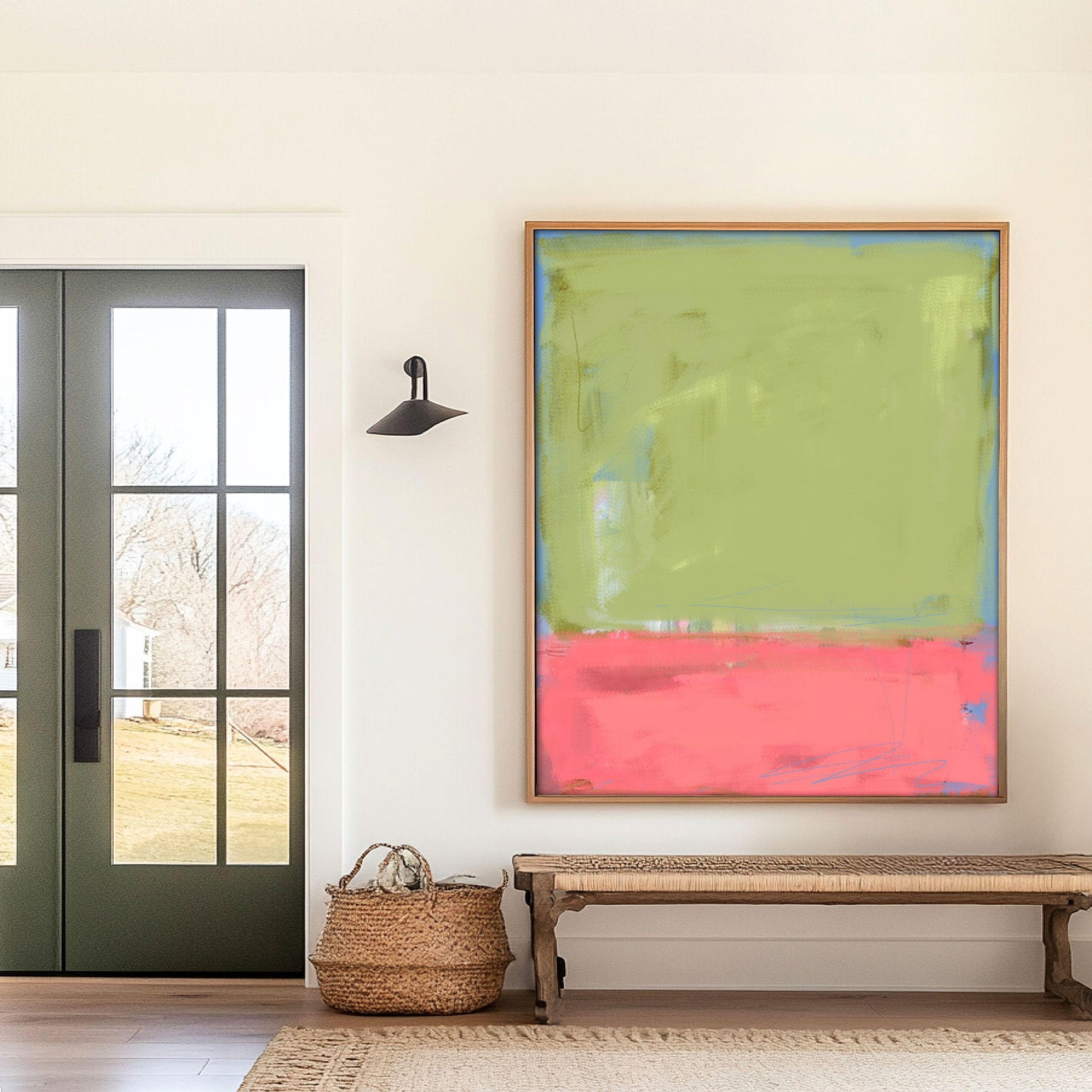Modern Rothko Abstract Wall Art Print Green and Red Minimalist Painting for Beach Inspired Decor, Print and Ship Rothko Style Art