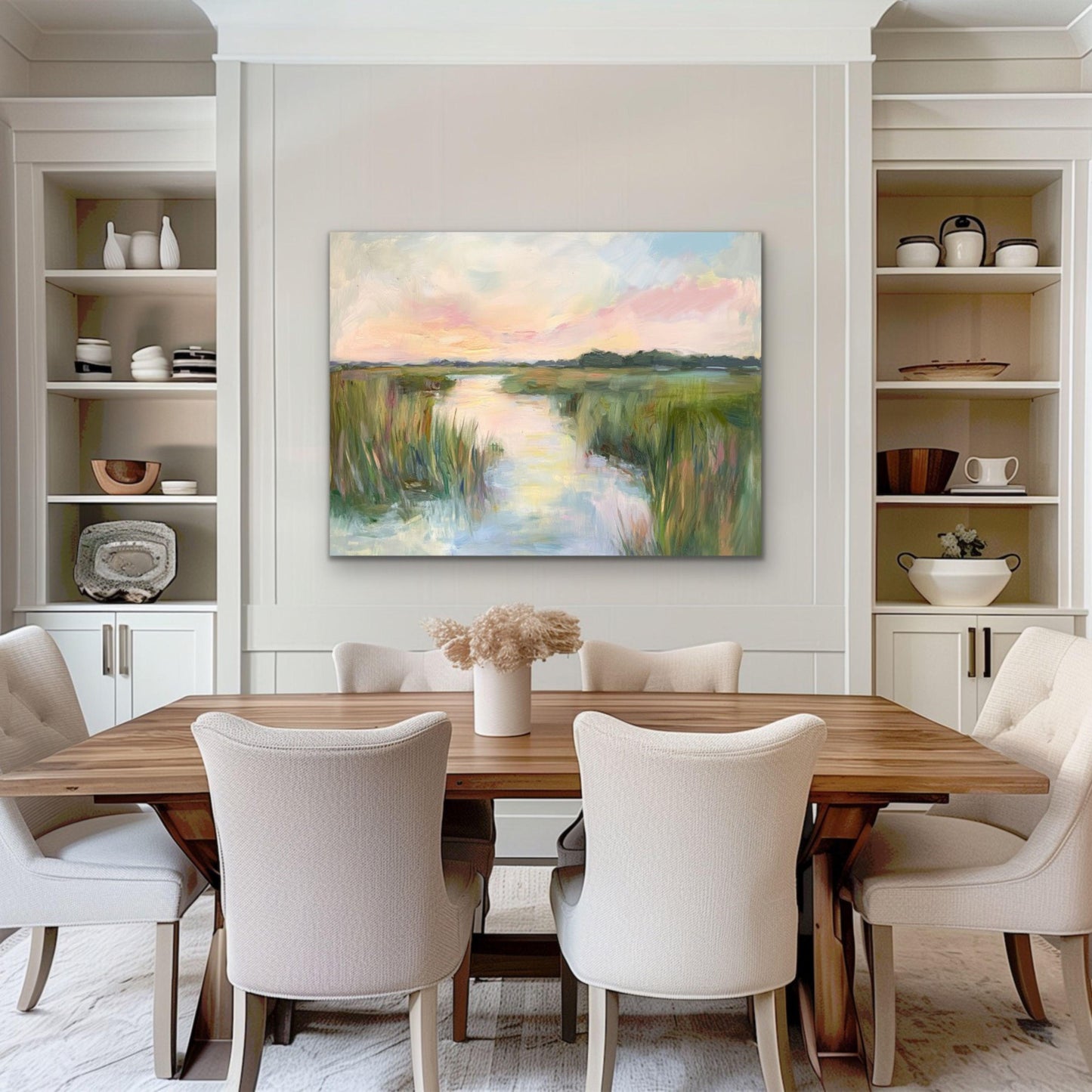 Coastal Marsh Art Print: Pastel Sunset Landscape, Southern Decor