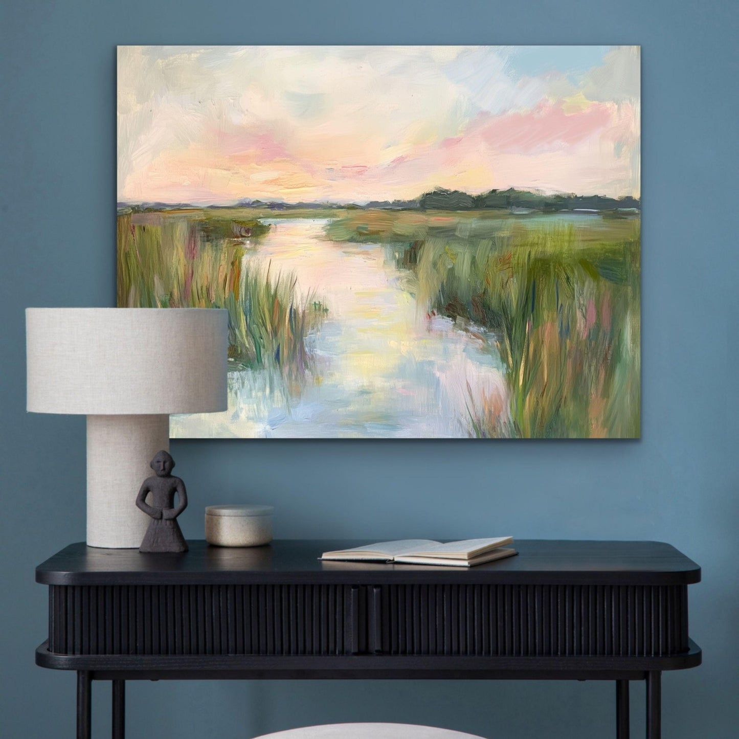 Coastal Marsh Art Print: Pastel Sunset Landscape, Southern Decor