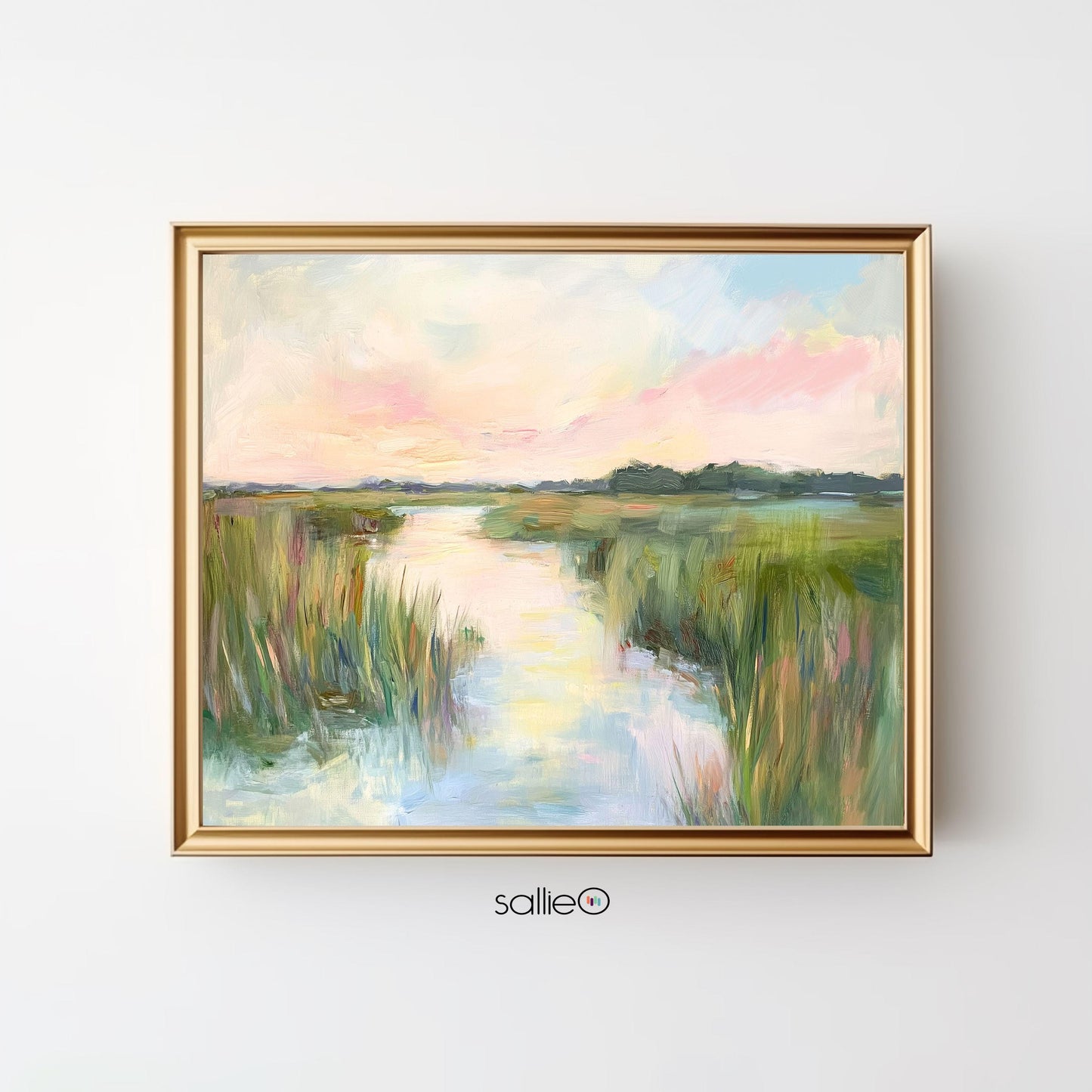 Coastal Marsh Art Print: Pastel Sunset Landscape, Southern Decor