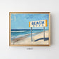 Coastal Beach Sign Wall Art Print, "Beach Open" Summer Wall Decor, Coastal Landscape Beach Art, Blue Ocean Print for Beach House, SallieO