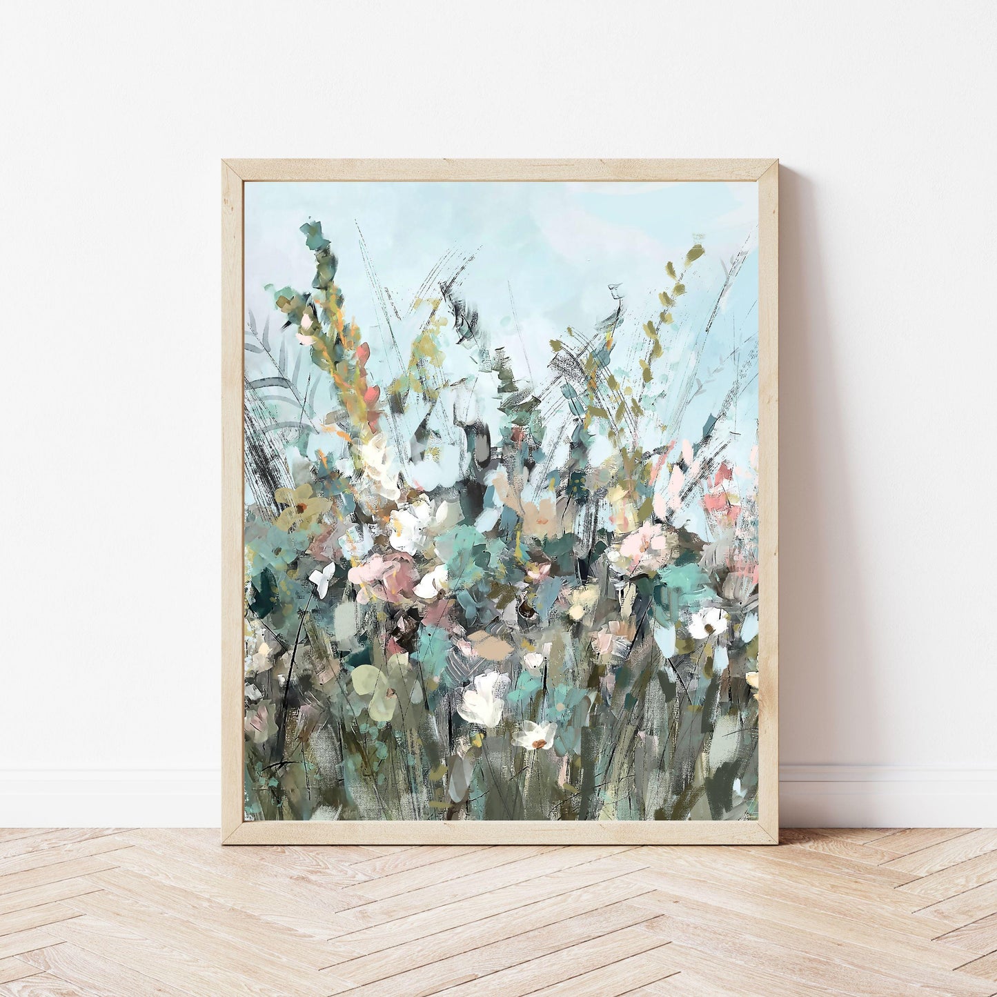 Wildflower Meadow Painting: Abstract Floral Landscape Art Print, SallieO