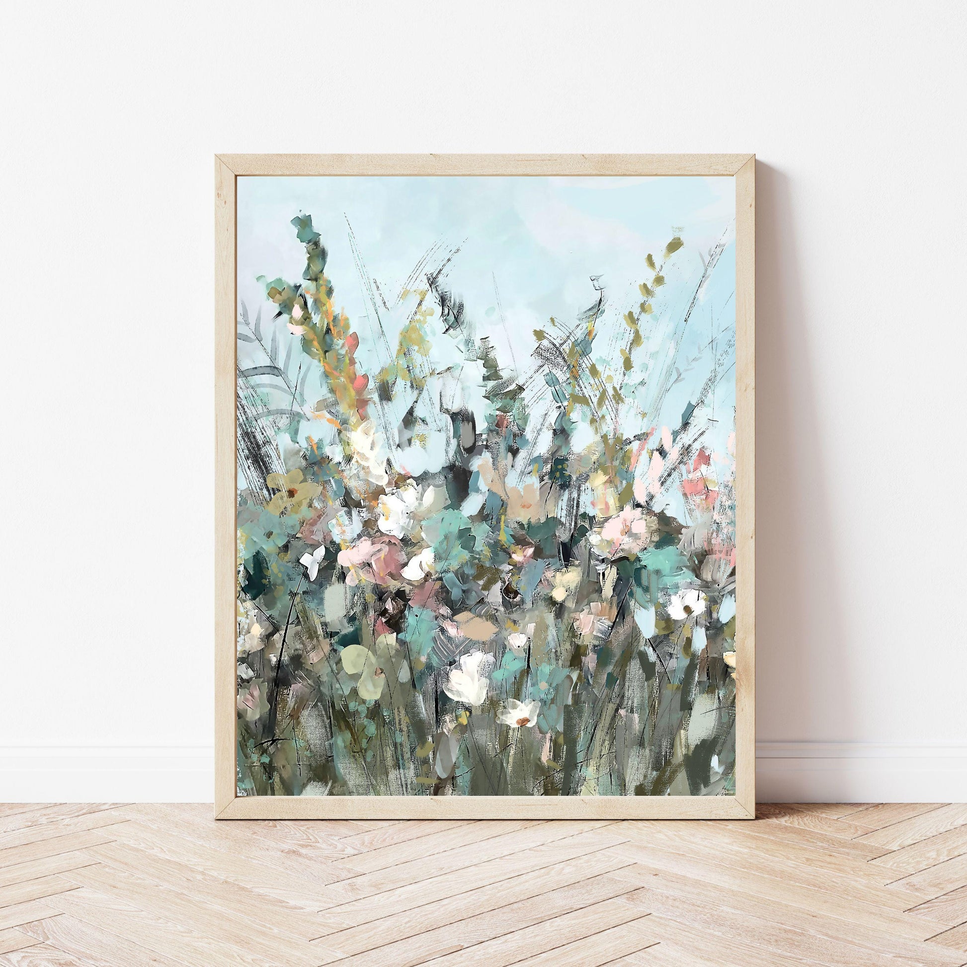 Wildflower Meadow Painting: Abstract Floral Landscape Art Print, SallieO