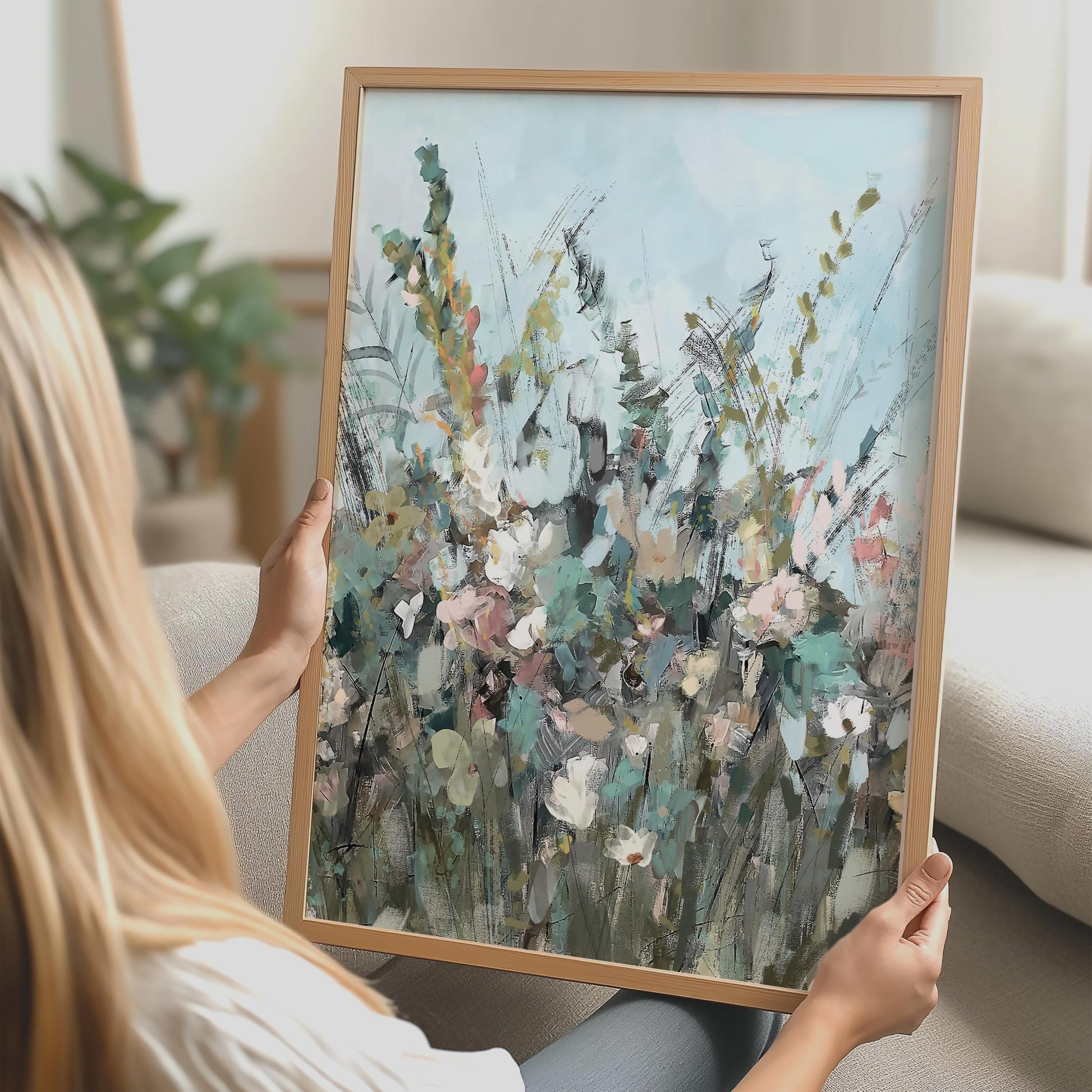 Wildflower Meadow Painting: Abstract Floral Landscape Art Print, SallieO