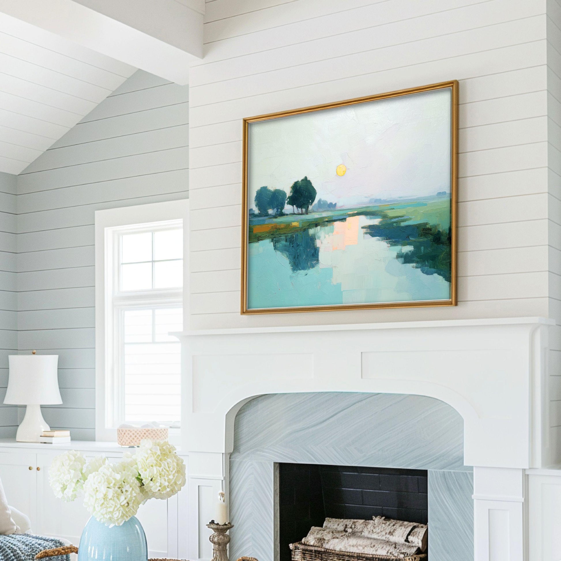 Marsh Landscape Sunset Print: Modern Coastal Decor, SallieO