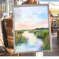 Marsh Sunset Print: Coastal Bayou Landscape Art, Pastel Sky