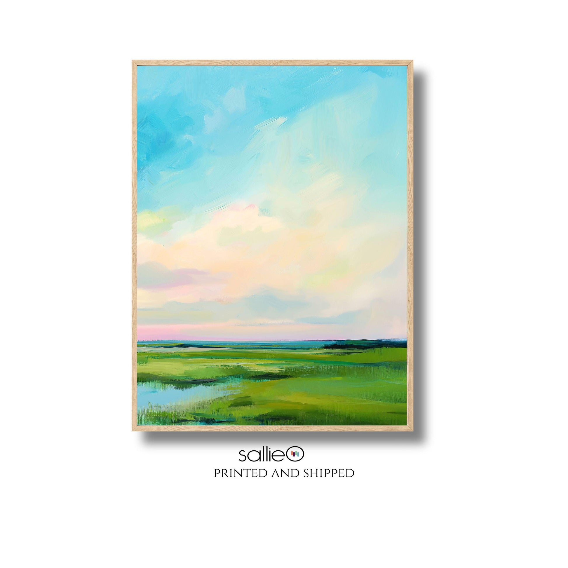 Coastal Marsh Landscape Art Prints: Modern Beach House Decor, Pink Sky Artworks