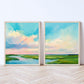 Coastal Marsh Landscape Art Prints: Modern Beach House Decor, Pink Sky Artworks