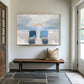 Ocean Sunset Wall Art, Family Keepsake Coastal Painting, Beach Decor Fine Art Print, Muted Tone Beach Chair Artwork
