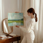 Coastal Marsh Art Print: Aqua Blue Green Landscape Painting
