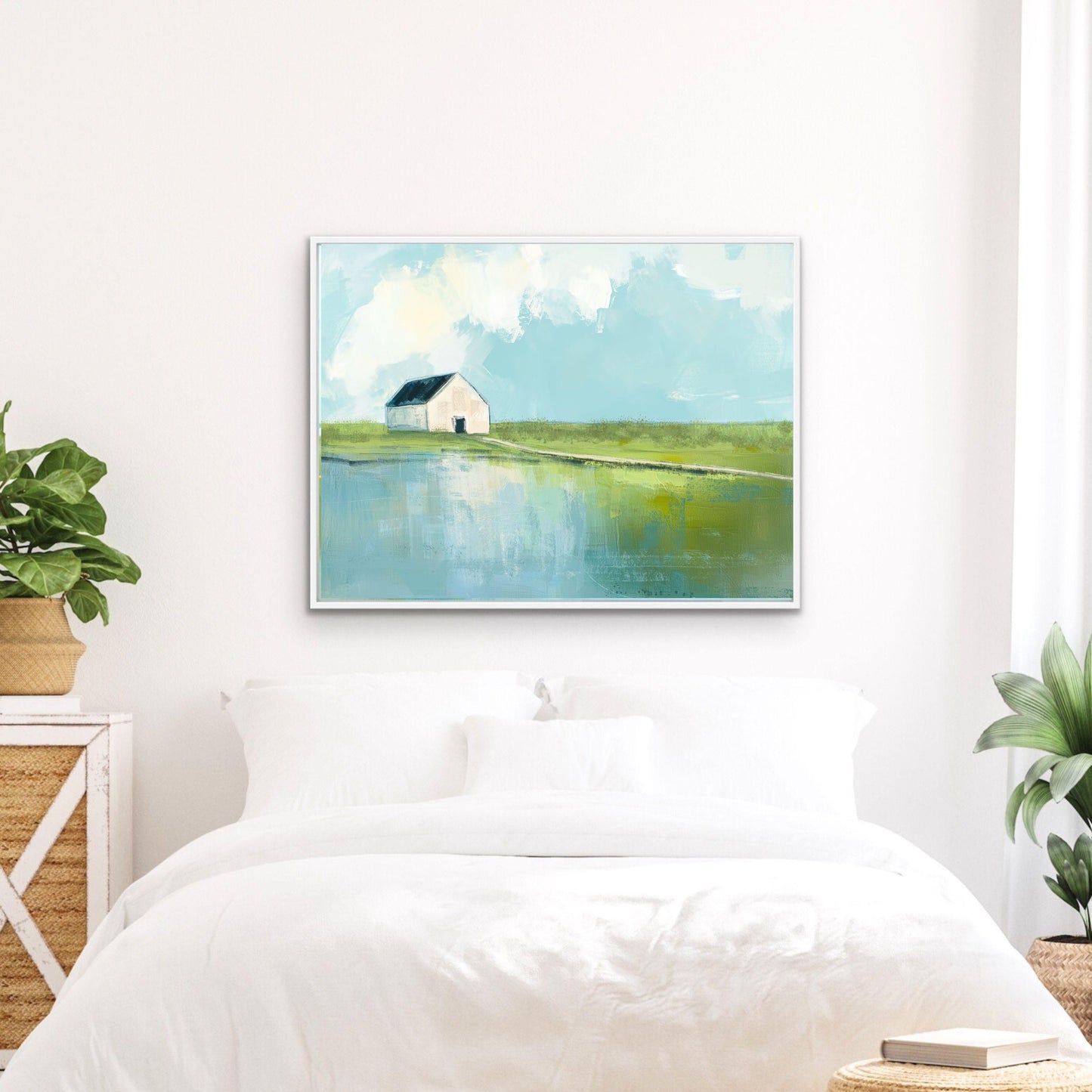 Chesapeake Bay Wall Art Print, Blue Green Marsh Landscape Painting
