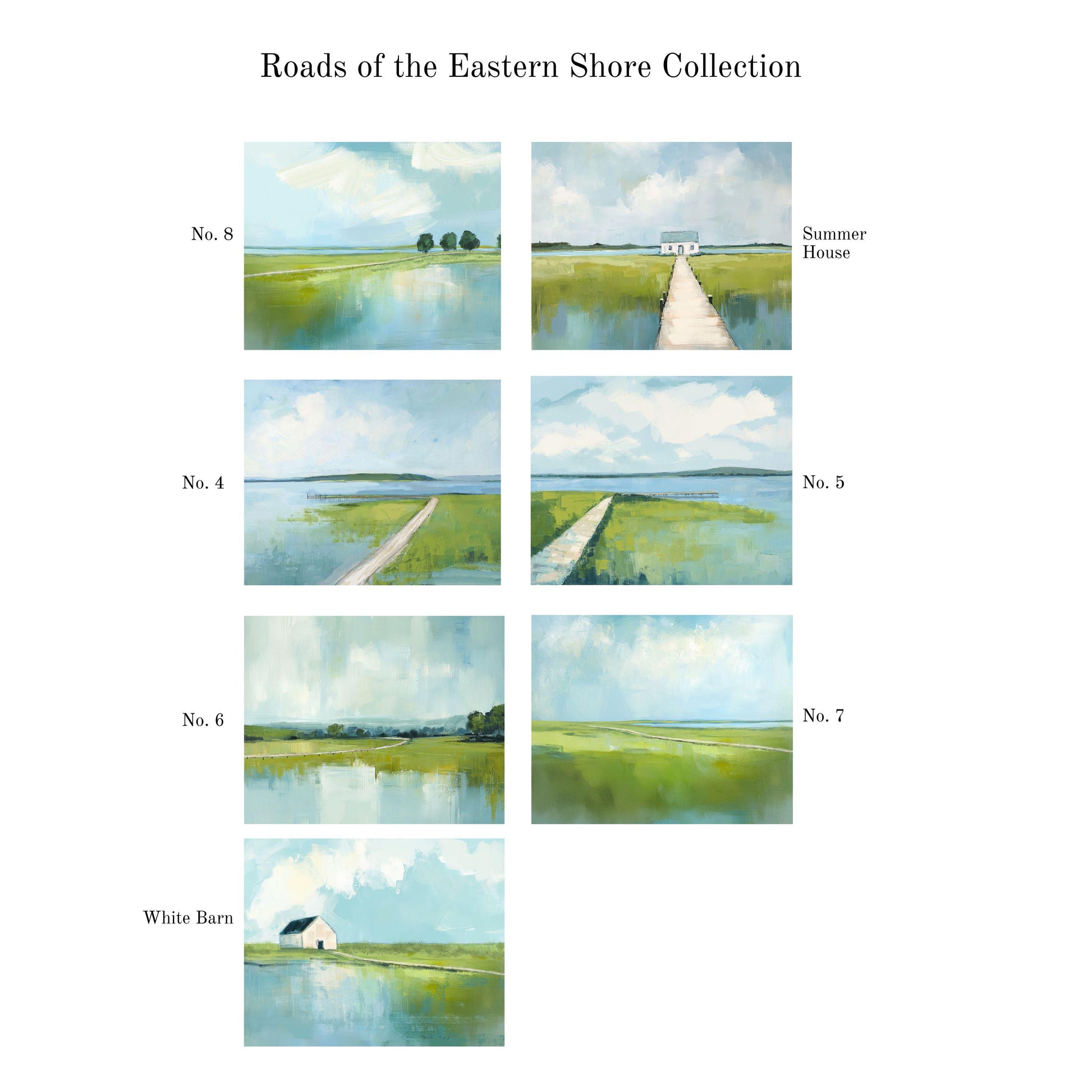 Chesapeake Bay Wall Art Print, Blue Green Marsh Landscape Painting