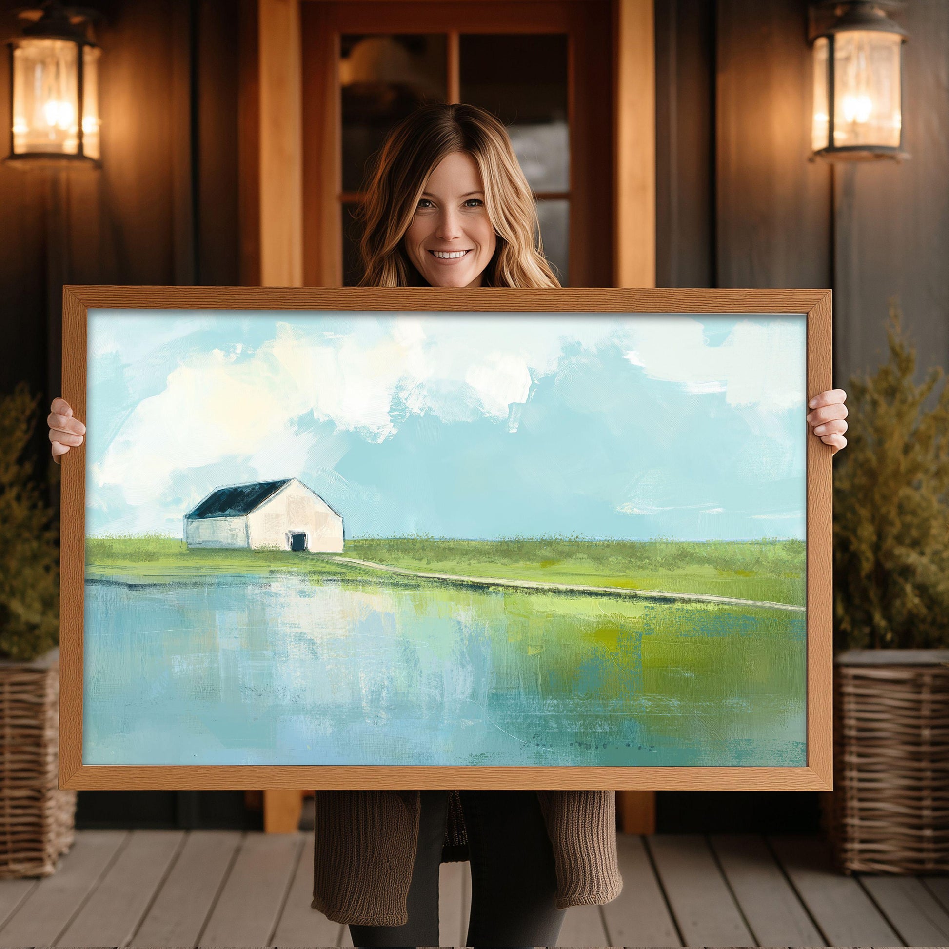 Chesapeake Bay Wall Art Print, Blue Green Marsh Landscape Painting