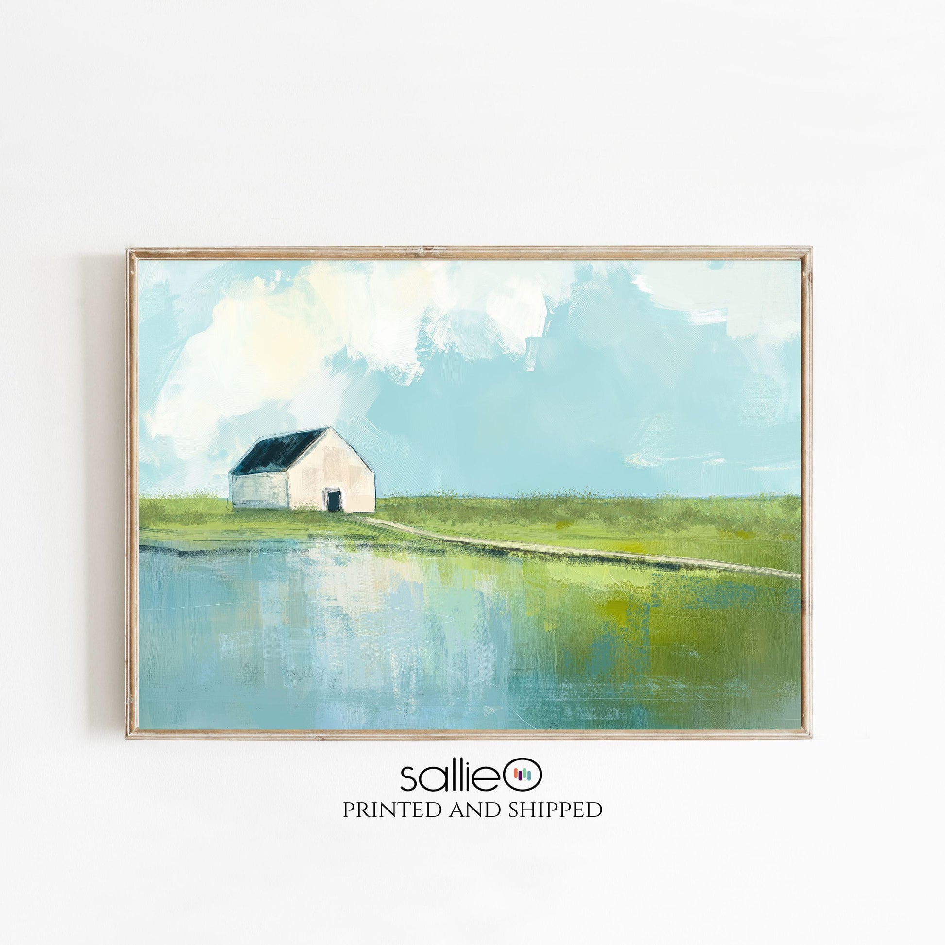 Chesapeake Bay Wall Art Print, Blue Green Marsh Landscape Painting