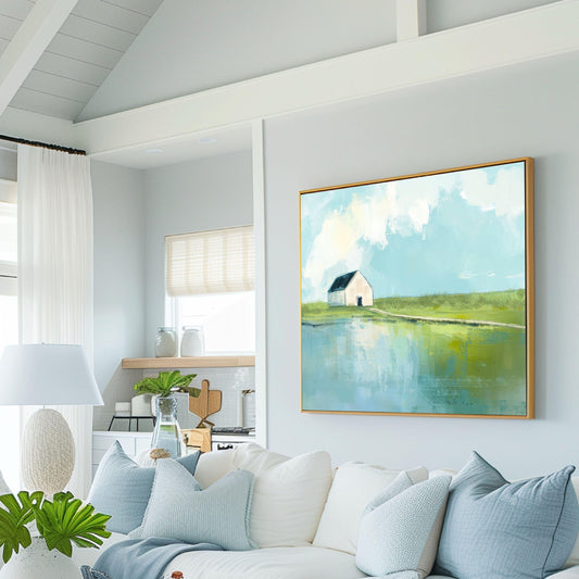 Chesapeake Bay Wall Art Print, Blue Green Marsh Landscape Painting