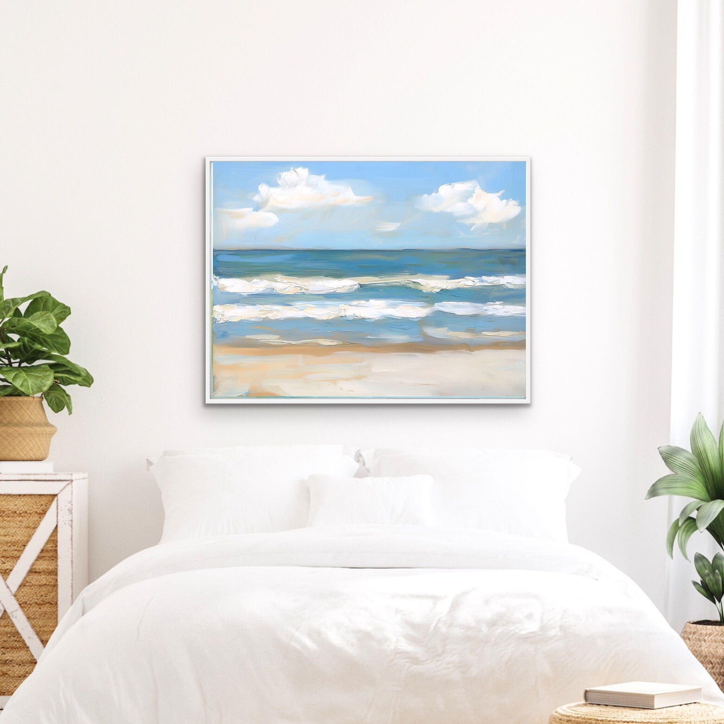 Blue Sea and White Waves Wall Art Print, Modern Coastal Ocean Decor, SallieO