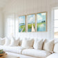 Set of 3 Marsh Landscape Wall Art Prints, Blue and Greean Modern Coastal Artworks